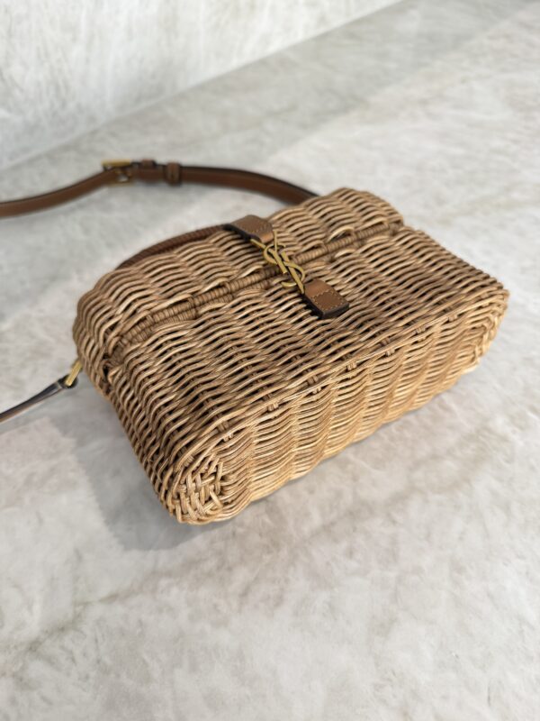 Saint Laurent (YSL) Gaby Top Handle Vanity Bag Wicker with Leather