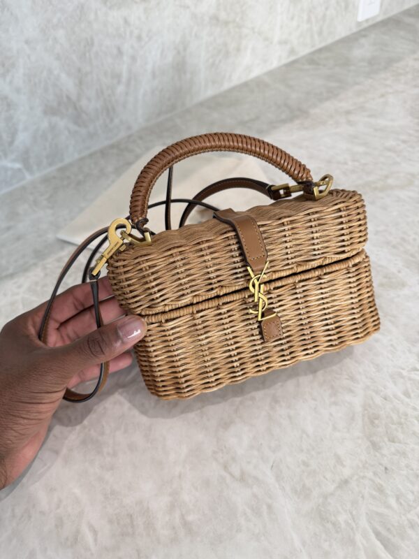 Saint Laurent (YSL) Gaby Top Handle Vanity Bag Wicker with Leather