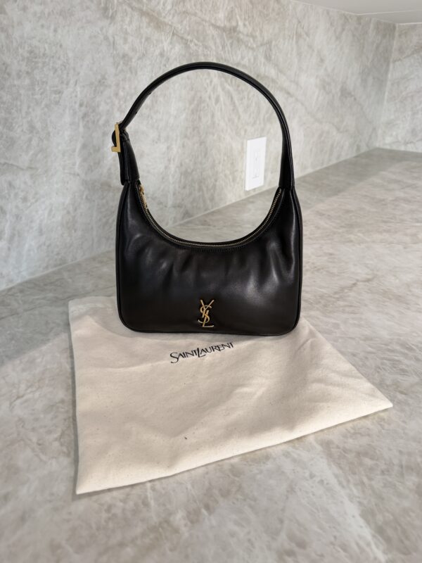 Saint Laurent (YSL) Plunged Lambskin Calypso Mini Hobo Black