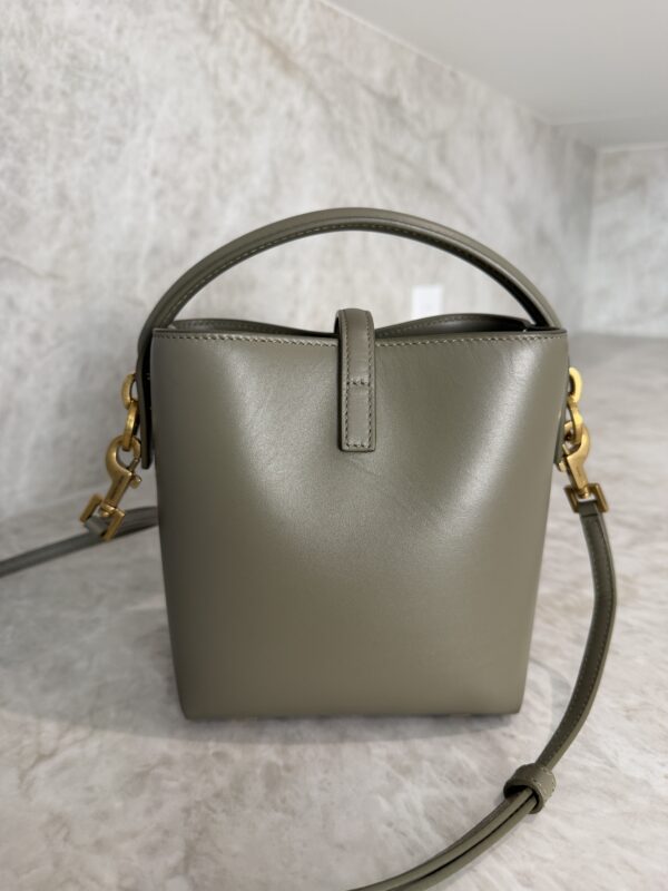 Saint Laurent (YSL) Shiny Calfskin Le 37 Mini Bucket Bag Strong Moss