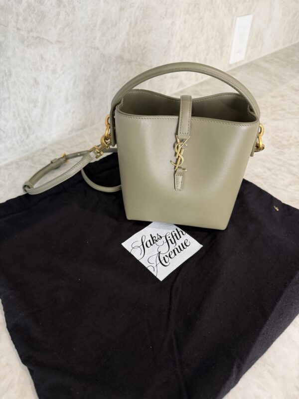 Saint Laurent (YSL) Shiny Calfskin Le 37 Mini Bucket Bag Strong Moss