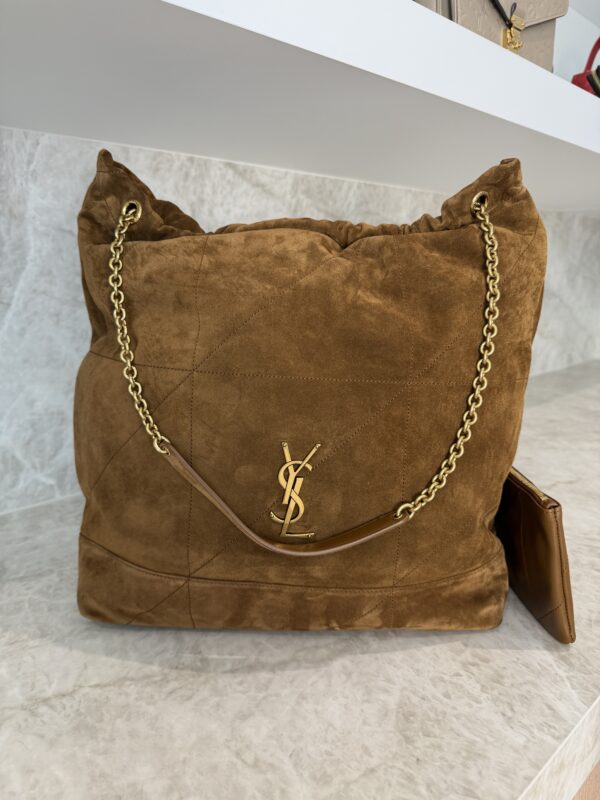 Saint Laurent (YSL) Suede Matelasse Large Jamie Pochon Golden Leaf