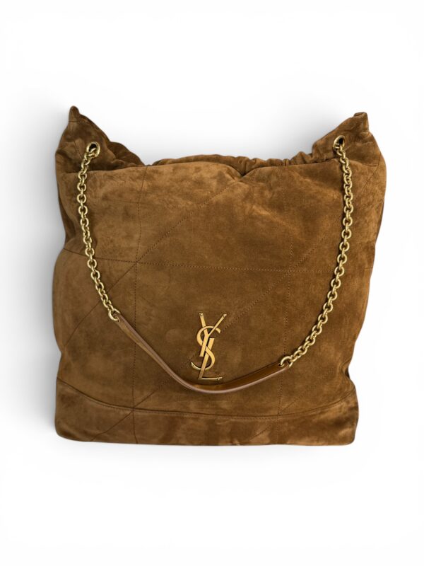 Saint Laurent (YSL) Suede Matelasse Large Jamie Pochon Golden Leaf