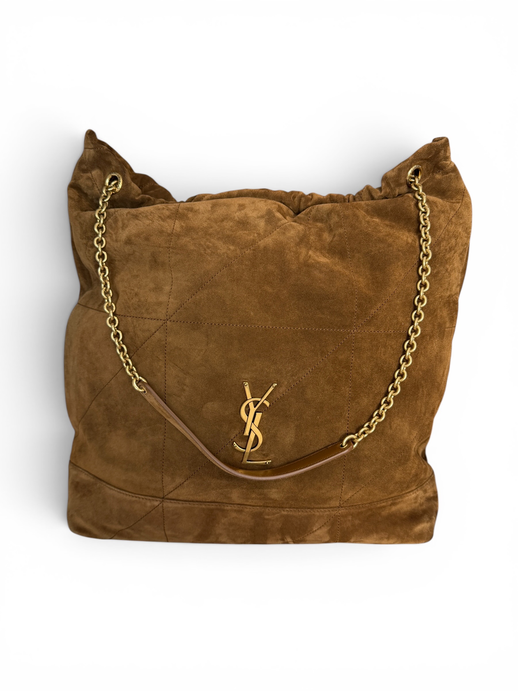 Saint Laurent (YSL) Suede Matelasse Large Jamie Pochon Golden Leaf