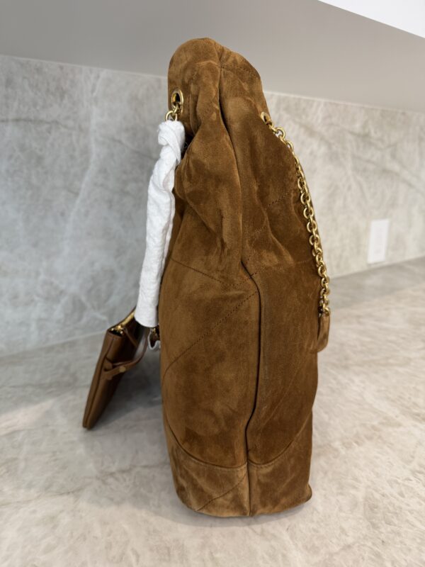 Saint Laurent (YSL) Suede Matelasse Large Jamie Pochon Golden Leaf