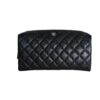 Chanel Grained Shiny Calfskin Gold Tone Hardware Zippered Case Large