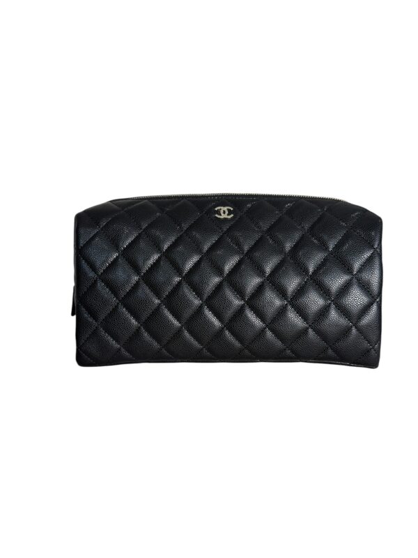 Chanel Grained Shiny Calfskin Gold Tone Hardware Zippered Case Large