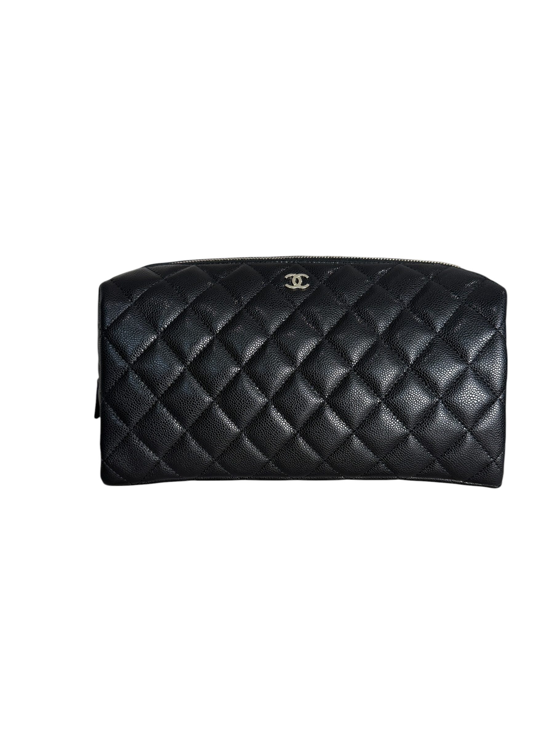 Chanel Grained Shiny Calfskin Gold Tone Hardware Zippered Case Large