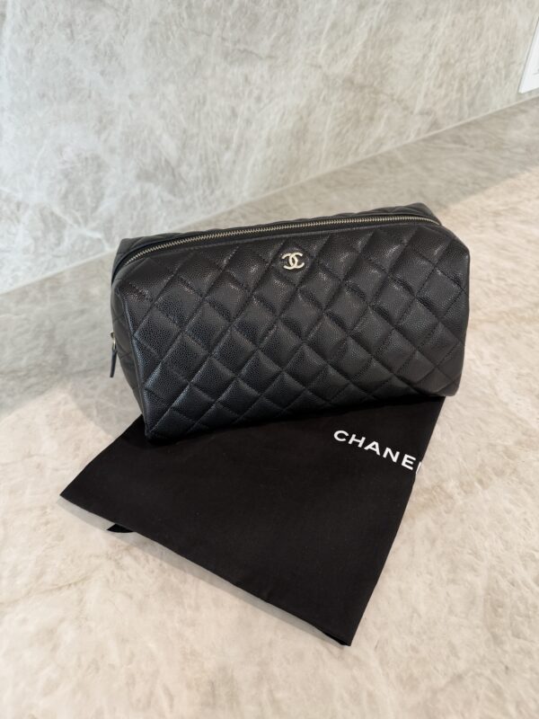 Chanel Grained Shiny Calfskin Gold Tone Hardware Zippered Case Large
