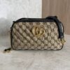 Gucci Monogram Matelasse Diagonal Small GG Marmont Chain Shoulder Bag Beige Black