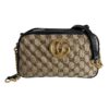 Gucci Monogram Matelasse Diagonal Small GG Marmont Chain Shoulder Bag Beige Black