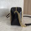 Gucci Monogram Matelasse Diagonal Small GG Marmont Chain Shoulder Bag Beige Black