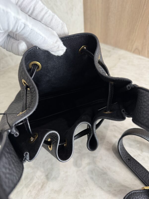 Saint Laurent (YSL) Grained Calfskin Paris VII Mini Flat Hobo Black