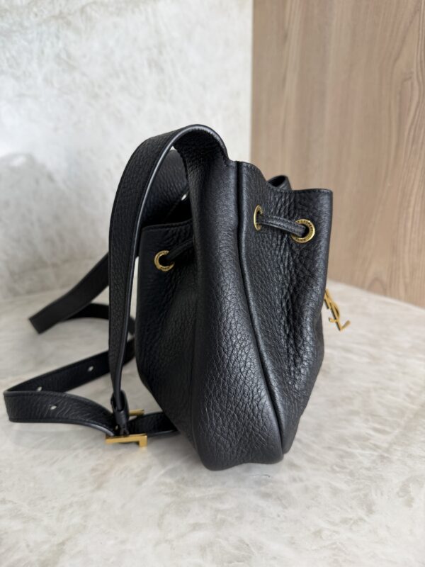 Saint Laurent (YSL) Grained Calfskin Paris VII Mini Flat Hobo Black