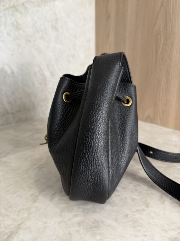 Saint Laurent (YSL) Grained Calfskin Paris VII Mini Flat Hobo Black