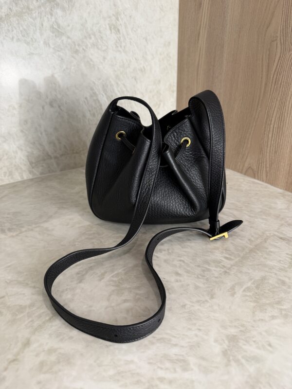 Saint Laurent (YSL) Grained Calfskin Paris VII Mini Flat Hobo Black