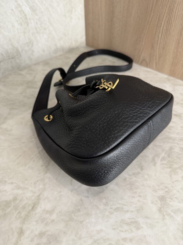 Saint Laurent (YSL) Grained Calfskin Paris VII Mini Flat Hobo Black