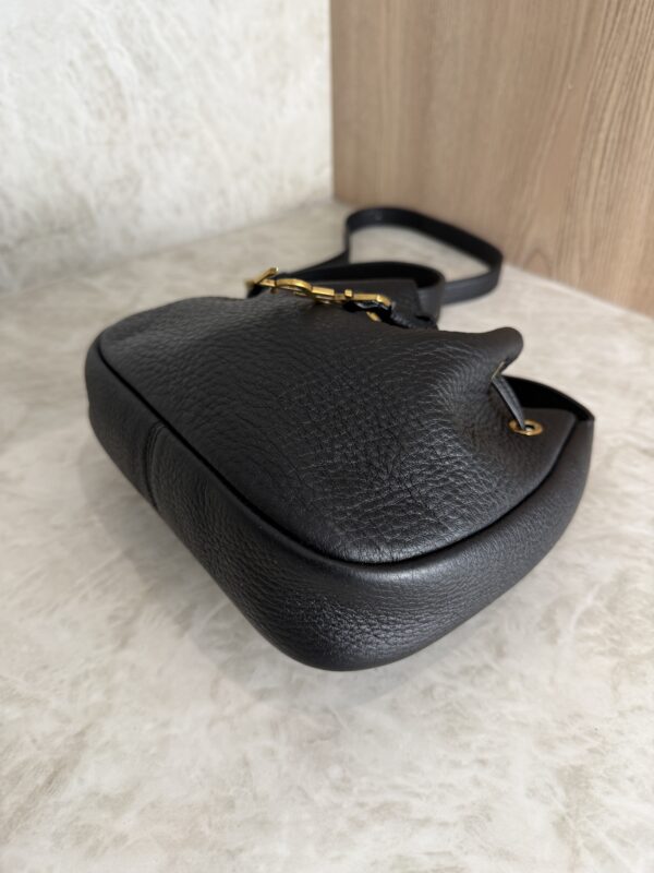 Saint Laurent (YSL) Grained Calfskin Paris VII Mini Flat Hobo Black
