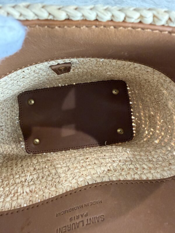 Saint Laurent (YSL) Calfskin Le 37 Mini Bucket Bag Raffia