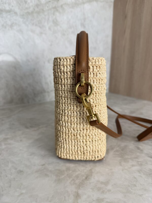 Saint Laurent (YSL) Calfskin Le 37 Mini Bucket Bag Raffia