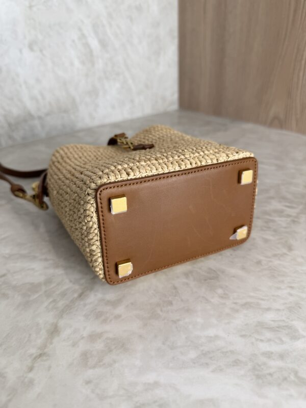 Saint Laurent (YSL) Calfskin Le 37 Mini Bucket Bag Raffia