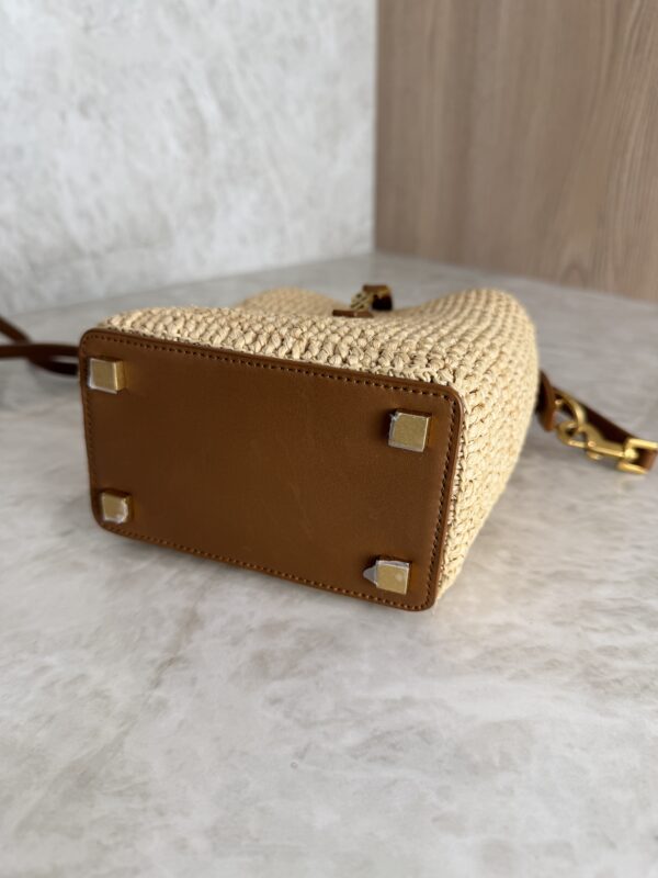 Saint Laurent (YSL) Calfskin Le 37 Mini Bucket Bag Raffia