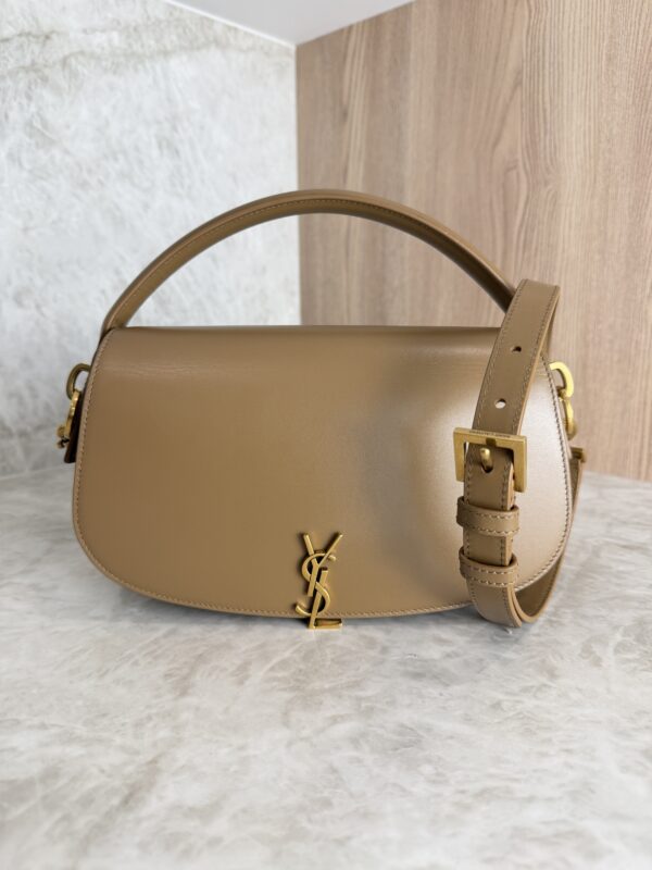 Saint Laurent (YSL) Voltaire Top Handle in Box Tan