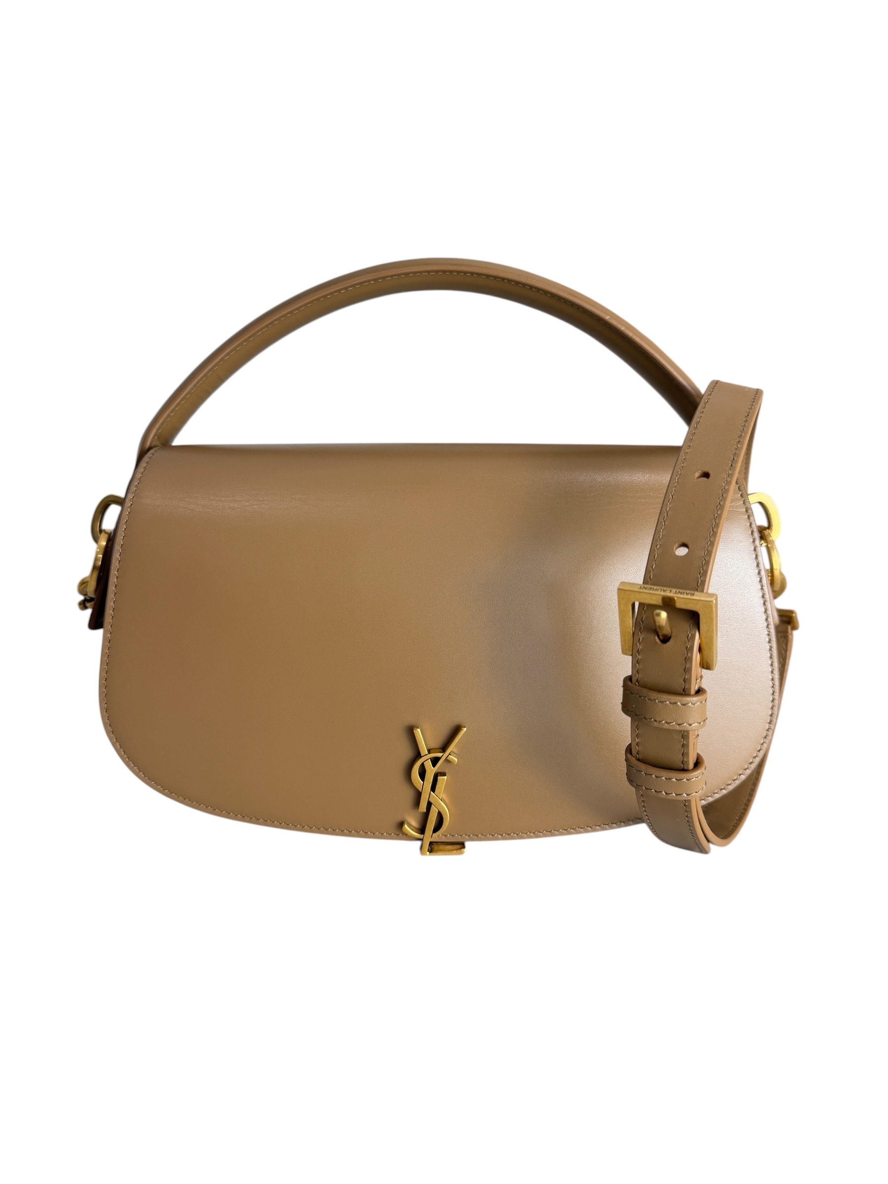 Saint Laurent (YSL) Voltaire Top Handle in Box Tan