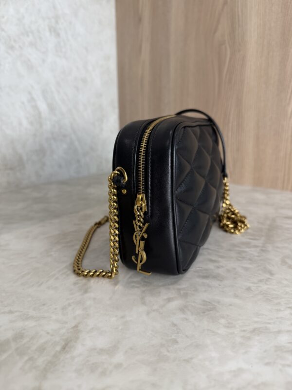 Saint Laurent (YSL) Lambskin Quilted Mini Camera Bag Black