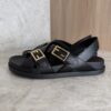 Fendi Black Leather Dad Sandals Size 39