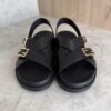 Fendi Black Leather Dad Sandals Size 39