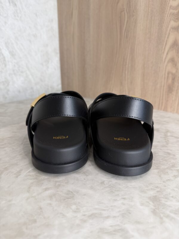 Fendi Black Leather Dad Sandals Size 39