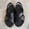 Fendi Black Leather Dad Sandals Size 39