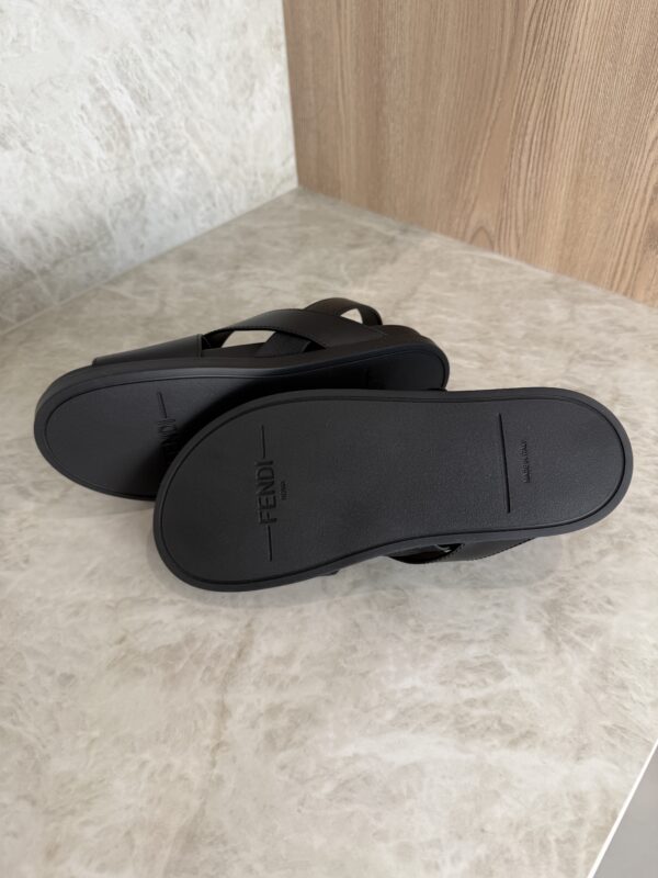 Fendi Black Leather Dad Sandals Size 39