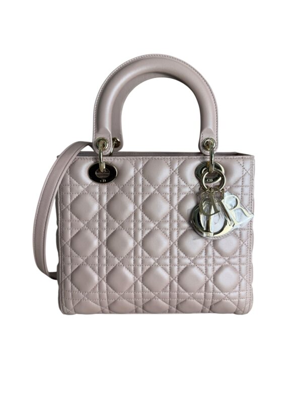 Christian Dior Iridescent Lambskin Cannage Medium Lady Dior Gold Hardware
