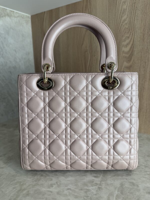 Christian Dior Iridescent Lambskin Cannage Medium Lady Dior Gold Hardware