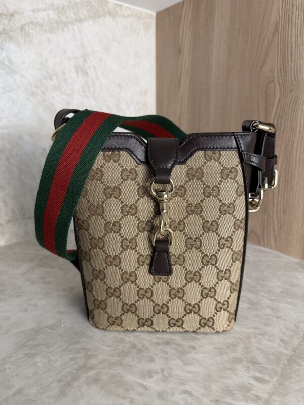 Gucci Supreme GG Canvas/Leather Jackie Small Bucket Crossbody Bag