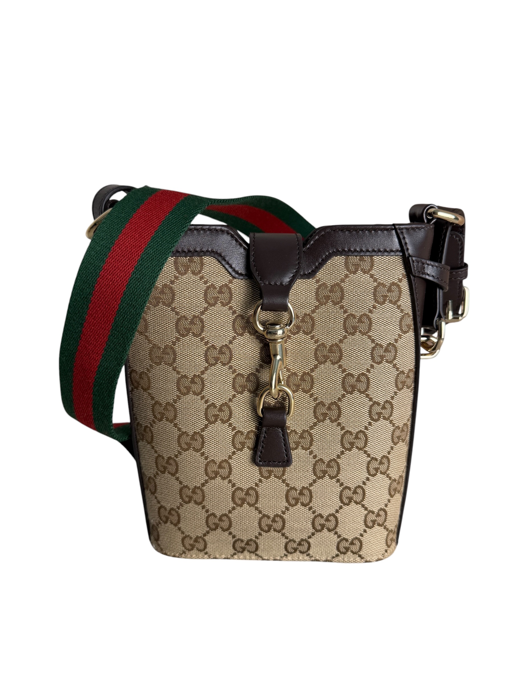 Gucci Supreme GG Canvas/Leather Jackie Small Bucket Crossbody Bag