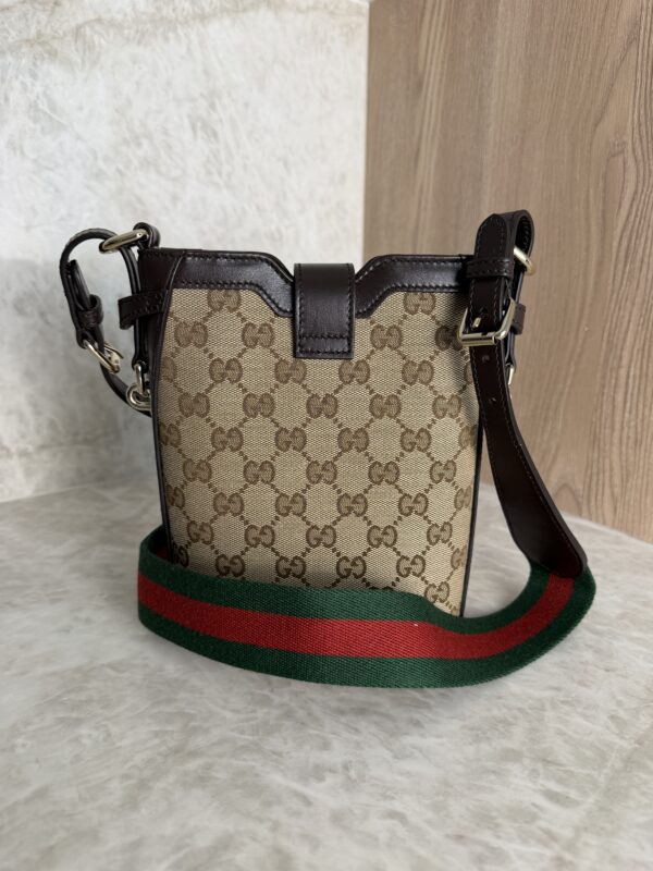 Gucci Supreme GG Canvas/Leather Jackie Small Bucket Crossbody Bag