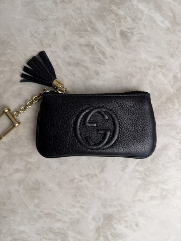 Gucci Black Pebbled Leather Soho Pochette Cles Key Holder