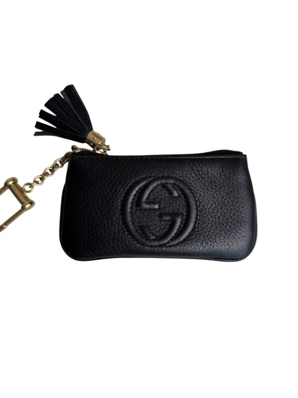 Gucci Black Pebbled Leather Soho Pochette Cles Key Holder