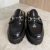 Gucci Horsebit Accent Leather Slides Size 38.5 Black