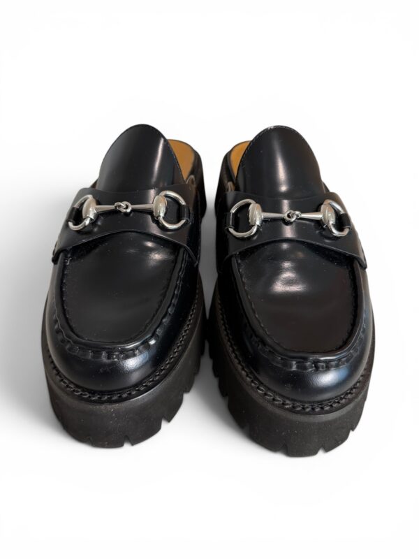 Gucci Horsebit Accent Leather Slides Size 38.5 Black