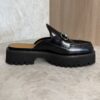 Gucci Horsebit Accent Leather Slides Size 38.5 Black