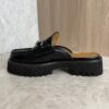 Gucci Horsebit Accent Leather Slides Size 38.5 Black