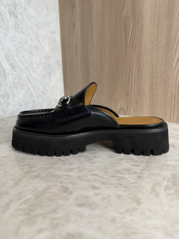 Gucci Horsebit Accent Leather Slides Size 38.5 Black