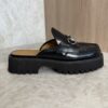 Gucci Horsebit Accent Leather Slides Size 38.5 Black