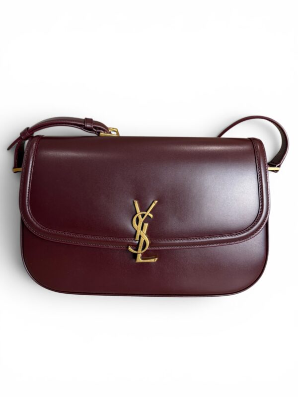 Saint Laurent (YSL) Box Calfskin Monogram Large Solferino Shoulder Bag Hot Wine