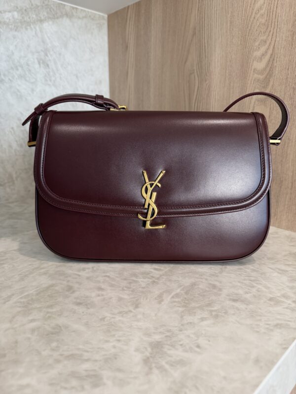 Saint Laurent (YSL) Box Calfskin Monogram Large Solferino Shoulder Bag Hot Wine