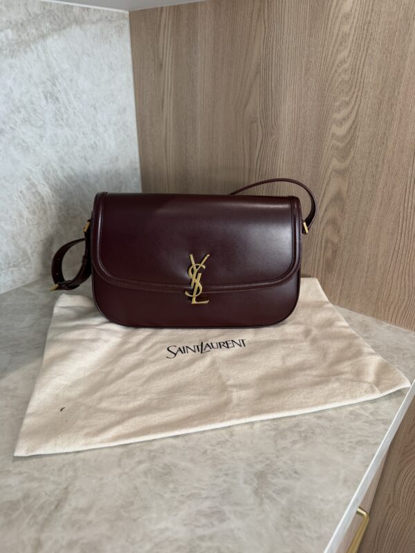 Saint Laurent (YSL) Box Calfskin Monogram Large Solferino Shoulder Bag Hot Wine